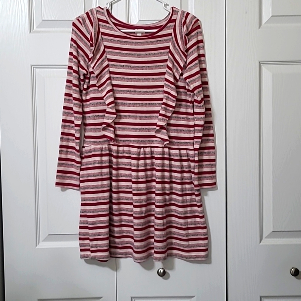 Striped Knit Dress Girls, Large 10-12, Excellent Condition